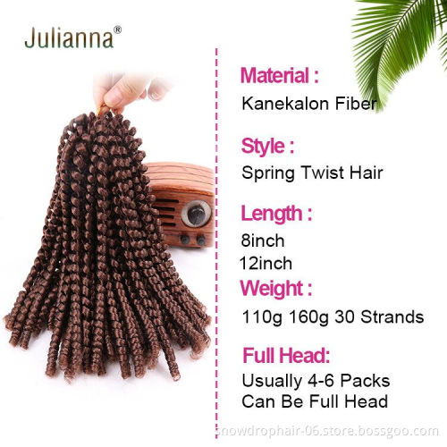 Blonde Large Color Spring Twist 60 Strands Crotchet Braids Hair 8 Inch Synthetic 12 Inches Extension Ombre Spring Twist Hair